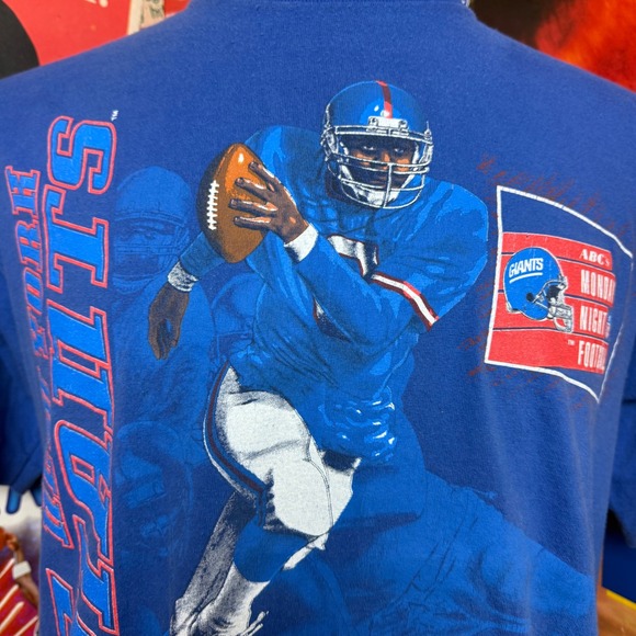 Vintage 90s New York Giants Football T Shirt Monday Night NFL Nutmeg Sz Large - Picture 2 of 6